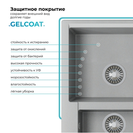 Мойка кухонная POLYGRAN BRIG 620 (серый №14)